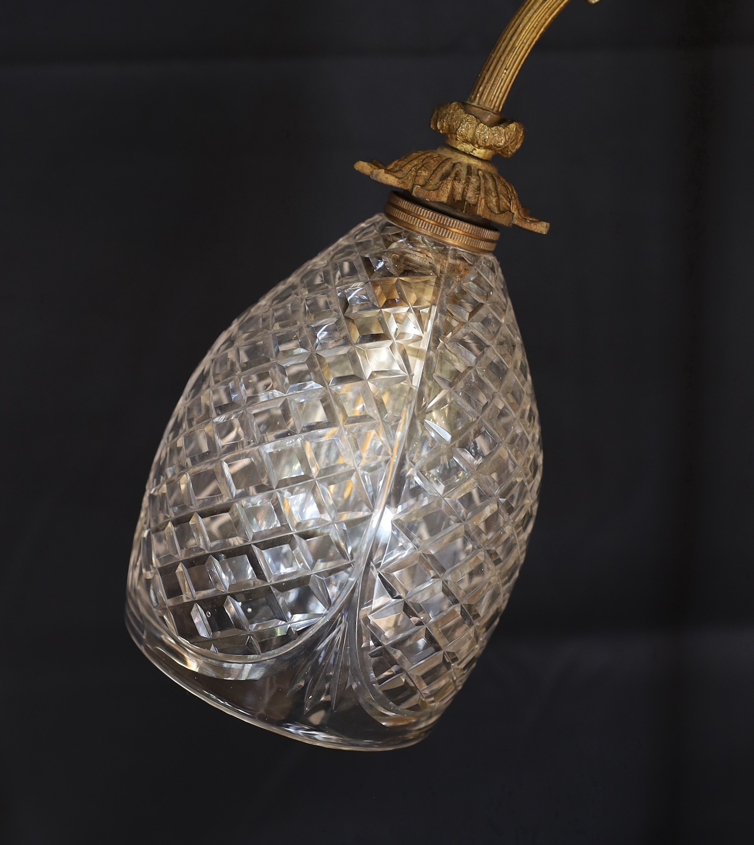 An early 20th century French ormolu and cut glass adjustable desk lamp, in the manner of Risa and Hall, height 62cm